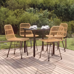 vidaXL 5 Piece Patio Dining Set Poly Rattan