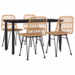 vidaXL 5 Piece Garden Dining Set Poly Rattan