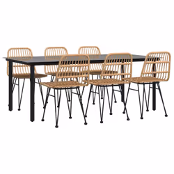 vidaXL 7 Piece Garden Dining Set Poly Rattan