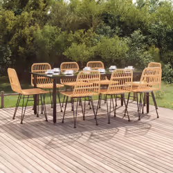 vidaXL 9 Piece Patio Dining Set Poly Rattan