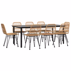 vidaXL 9 Piece Patio Dining Set Poly Rattan