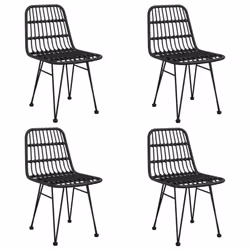 vidaXL Garden Dining Set 5 Piece Patio Furniture Set Table and Chair Terrace Dinner Table Outdoor Seating Egg Chair Black Poly Rattan - Additional view 4