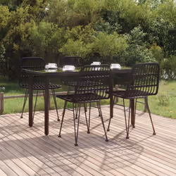 vidaXL Garden Dining Set 5 Piece Patio Furniture Set Table and Chair Terrace Dinner Table Outdoor Seating Egg Chair Black Poly Rattan - Additional view 3