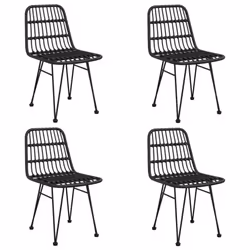 vidaXL Garden Dining Set 5 Piece Patio Furniture Set Table and Chair Terrace Dinner Table Outdoor Seating Egg Chair Black Poly Rattan - Additional view 4