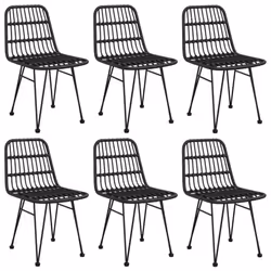 vidaXL 7 Piece Garden Dining Set Black Poly Rattan - Additional view 3