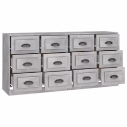 vidaXL Sideboards Storage Cabinet Cupboard Highboard 2 pcs Engineered Wood - concrete grey - Additional view 4