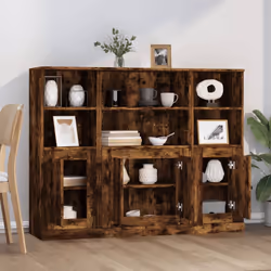 vidaXL Highboards Storage Cabinet Sideboard Side Cabinet 3 pcs Engineered Wood - smoked oak - Additional view 2