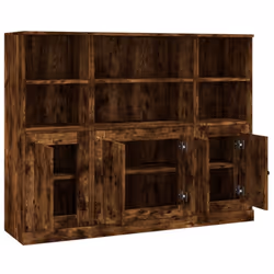 vidaXL Highboards Storage Cabinet Sideboard Side Cabinet 3 pcs Engineered Wood - smoked oak - Additional view 5