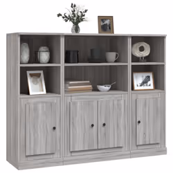 vidaXL Highboards Storage Cabinet Sideboard Side Cabinet 3 pcs Engineered Wood - grey sonoma - Additional view 2