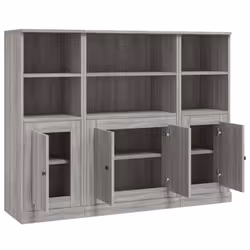 vidaXL Highboards Storage Cabinet Sideboard Side Cabinet 3 pcs Engineered Wood - grey sonoma - Additional view 4