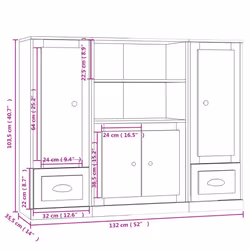 vidaXL Highboards Storage Cabinet Side Cabinets Cupboard 3 pcs Engineered Wood - sonoma oak - Additional view 3