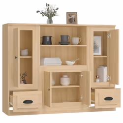 vidaXL Highboards Storage Cabinet Side Cabinets Cupboard 3 pcs Engineered Wood - sonoma oak - Additional view 4
