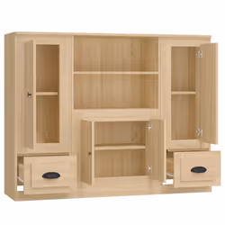vidaXL Highboards Storage Cabinet Side Cabinets Cupboard 3 pcs Engineered Wood - sonoma oak - Additional view 5
