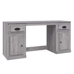 vidaXL Desk Computer Desk Writing Desk Table with Cabinet Engineered Wood - grey sonoma