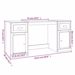 vidaXL Desk Computer Desk Writing Desk Table with Cabinet Engineered Wood - grey sonoma