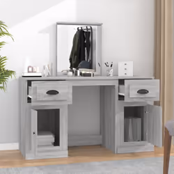vidaXL Dressing Table Cosmetic Vanity Desk Makeup Table Bedroom with Mirror - grey sonoma