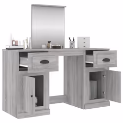 vidaXL Dressing Table Cosmetic Vanity Desk Makeup Table Bedroom with Mirror - grey sonoma - Additional view 4