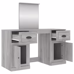 vidaXL Dressing Table Cosmetic Vanity Desk Makeup Table Bedroom with Mirror - grey sonoma - Additional view 7