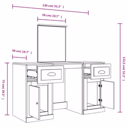 vidaXL Dressing Table Cosmetic Vanity Desk Makeup Table Bedroom with Mirror - grey sonoma - Additional view 9