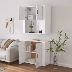 vidaXL Highboard White Engineered Wood Cupboard Sideboard Storage Cabinet - Additional view 4