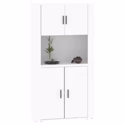 vidaXL Highboard White Engineered Wood Cupboard Sideboard Storage Cabinet - Additional view 5