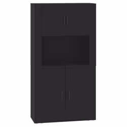 vidaXL Highboard Black Engineered Wood Cupboard Sideboard Storage Cabinet