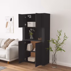 vidaXL Highboard Black Engineered Wood Cupboard Sideboard Storage Cabinet