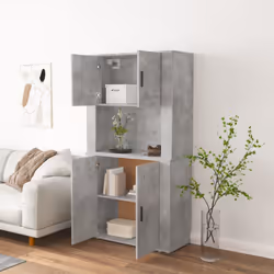 vidaXL Highboard Concrete Grey Engineered Wood Cupboard Sideboard Cabinet - Additional view 2
