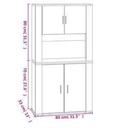 vidaXL Highboard Smoked Oak Engineered Wood Cupboard Sideboard Storage Cabinet