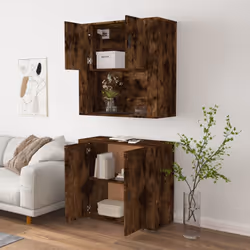 vidaXL Highboard Smoked Oak Engineered Wood Cupboard Sideboard Storage Cabinet - Additional view 4