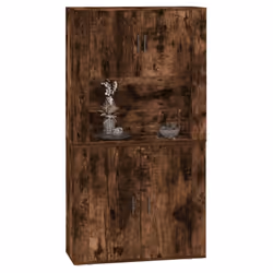 vidaXL Highboard Smoked Oak Engineered Wood Cupboard Sideboard Storage Cabinet - Additional view 5