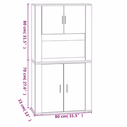 vidaXL Highboard Grey Sonoma Engineered Wood Cupboard Sideboard Side Cabinet - Additional view 3