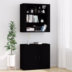 vidaXL Highboard Engineered Wood Sideboard Home Storage Cabinet Multi Colours - black