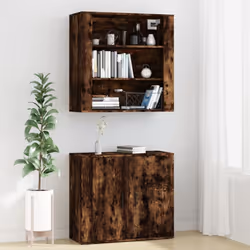 vidaXL Highboard Engineered Wood Sideboard Home Storage Cabinet Multi Colours - smoked oak