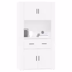 vidaXL Highboard White Engineered Wood Cupboard Sideboard Storage Cabinet - Additional view 5