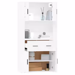 vidaXL Highboard White Engineered Wood Cupboard Sideboard Storage Cabinet - Additional view 6