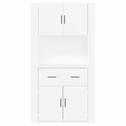 vidaXL Highboard White Engineered Wood Cupboard Sideboard Storage Cabinet - Additional view 7
