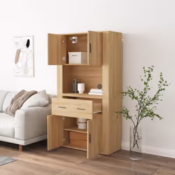 vidaXL Highboard Sonoma Oak Engineered Wood Cupboard Sideboard Storage Cabinet - Additional view 2