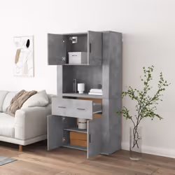 vidaXL Highboard Concrete Grey Engineered Wood Cupboard Sideboard Cabinet - Additional view 2