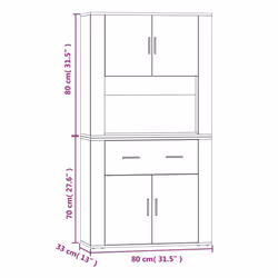 vidaXL Highboard Concrete Grey Engineered Wood Cupboard Sideboard Cabinet - Additional view 3