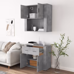 vidaXL Highboard Concrete Grey Engineered Wood Cupboard Sideboard Cabinet - Additional view 4
