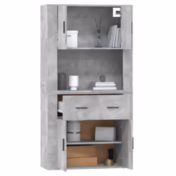 vidaXL Highboard Concrete Grey Engineered Wood Cupboard Sideboard Cabinet - Additional view 6