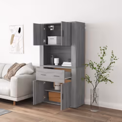 vidaXL Highboard Grey Sonoma Engineered Wood Cupboard Sideboard Side Cabinet