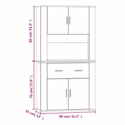 vidaXL Highboard Grey Sonoma Engineered Wood Cupboard Sideboard Side Cabinet