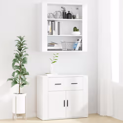 vidaXL Highboard Engineered Wood Sideboard Storage Cupboard Multi Colours - white