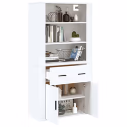 vidaXL Highboard Engineered Wood Sideboard Storage Cupboard Multi Colours - white - Additional view 4