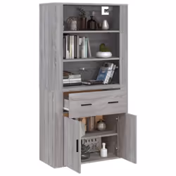 vidaXL Highboard Engineered Wood Sideboard Storage Cupboard Multi Colours - grey sonoma - Additional view 4