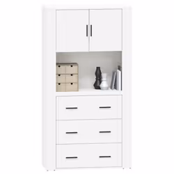 vidaXL Highboard White Engineered Wood Cupboard Sideboard Storage Cabinet - Additional view 5