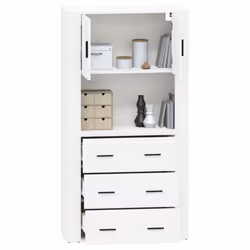 vidaXL Highboard White Engineered Wood Cupboard Sideboard Storage Cabinet - Additional view 6