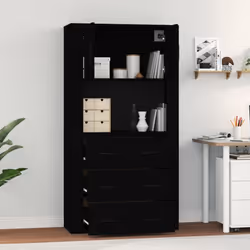 vidaXL Highboard Black Engineered Wood Cupboard Sideboard Storage Cabinet